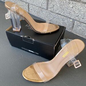 Fashion Nova Rose Gold/Clear Heel